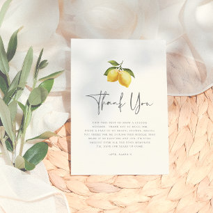 Summer Lemon & Mediterranean Tiles Bridal Shower Thank You Card