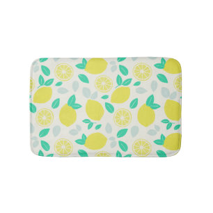 Summer Lemon Pattern in Cream Bath Mat