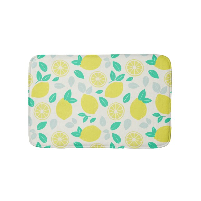 Summer Lemon Pattern in Cream Bath Mat (Front)