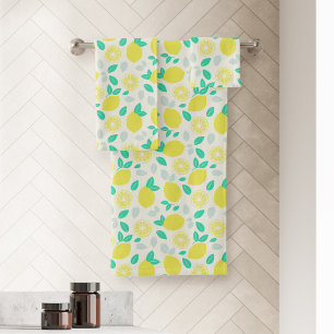 Summer Lemon Pattern in Cream Bath Towel Set