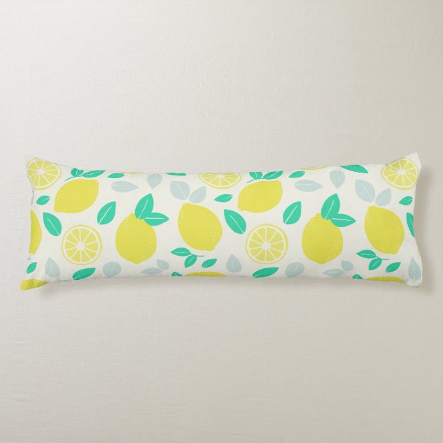 Summer Lemon Pattern in Cream Body Cushion (Front)