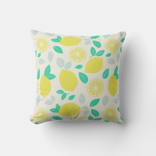 Summer Lemon Pattern in Cream Cushion