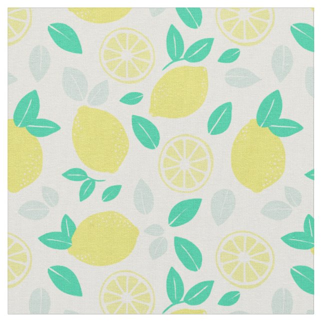 Summer Lemon Pattern in Cream Fabric (Close Up)