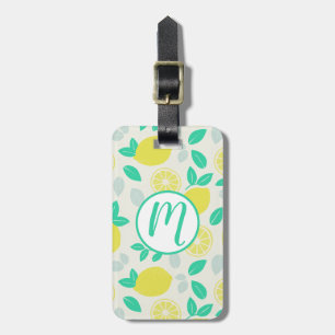 Summer Lemon Pattern in Cream Luggage Tag