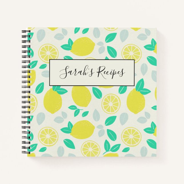 Summer Lemon Pattern in Cream Notebook (Front)