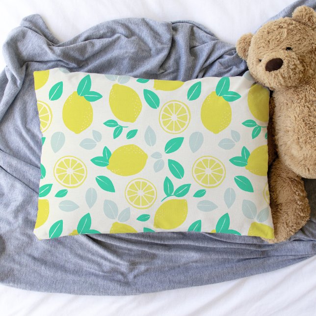 Summer Lemon Pattern in Cream Pillowcase (Lemon Pattern Pillowcase)