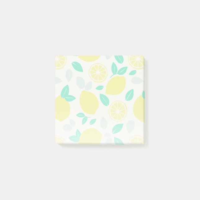 Summer Lemon Pattern in Cream Post-it Notes (Front)