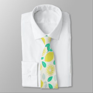 Summer Lemon Pattern in Cream Tie