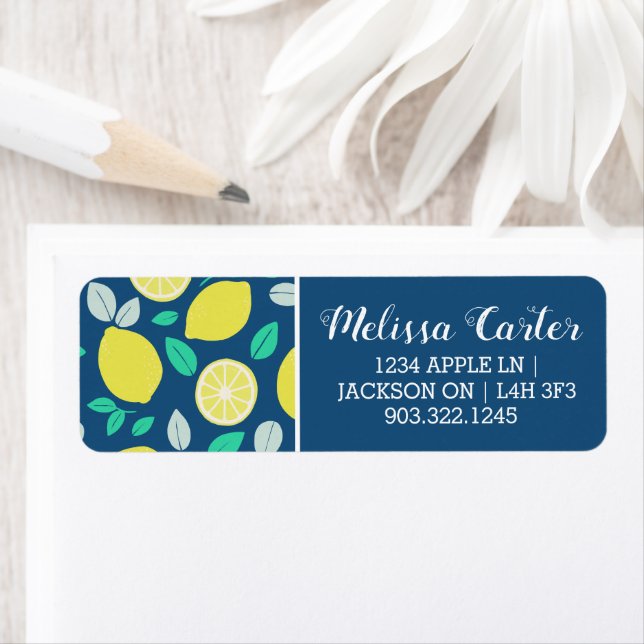 Summer Lemon Pattern in Navy Blue (Insitu)