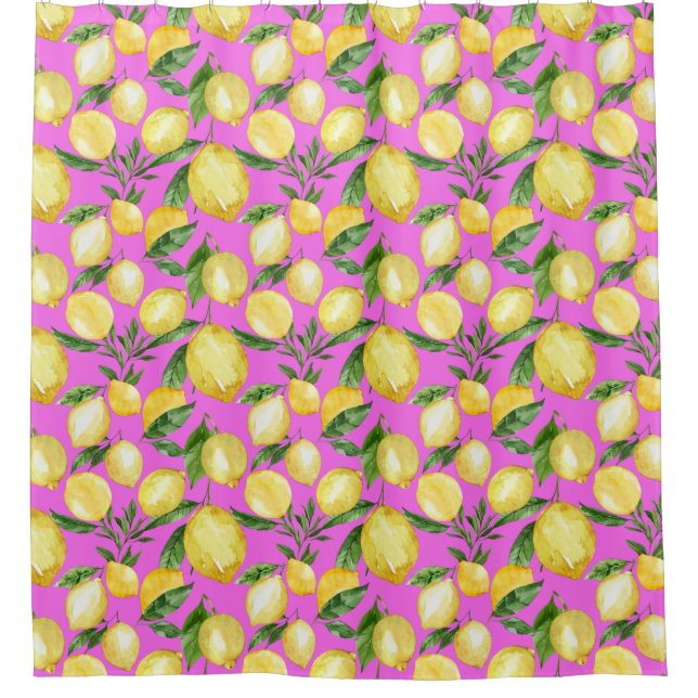 Summer lemon pattern Italy pink  Shower Curtain (Front)