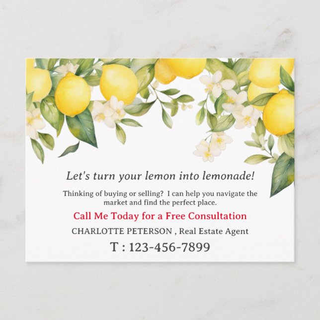 Summer Lemon  Real Estate  Postcard (Front)