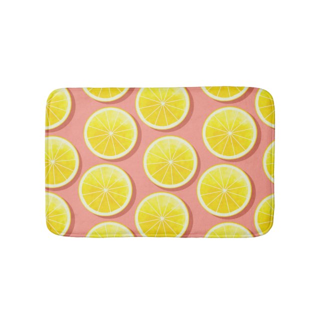 Summer Lemon Slices Pattern Bath Mat (Front)
