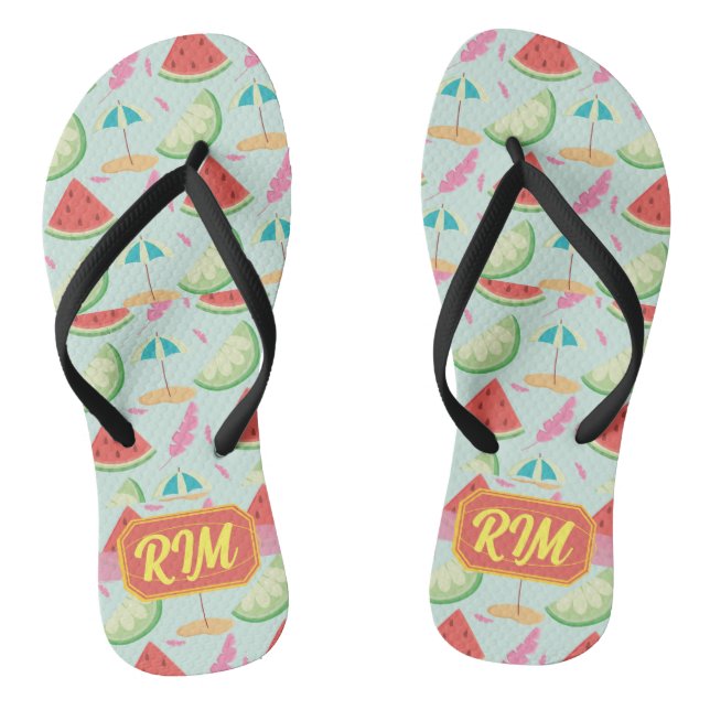 Summer Lemon & Tropical Flip Flop Paradise Design (Footbed)