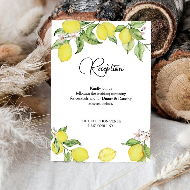 Summer lemon wedding reception card (Creator Uploaded)