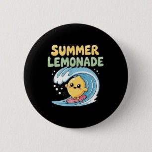 Summer Lemonade Vibes Surfing Lemon Wave _1 6 Cm Round Badge