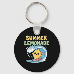 Summer Lemonade Vibes Surfing Lemon Wave _1 Key Ring