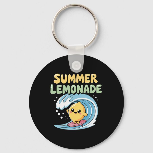 Summer Lemonade Vibes Surfing Lemon Wave _1  Key Ring (Front)