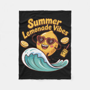 Summer Lemonade Vibes Surfing Lemon Wave Fleece Blanket