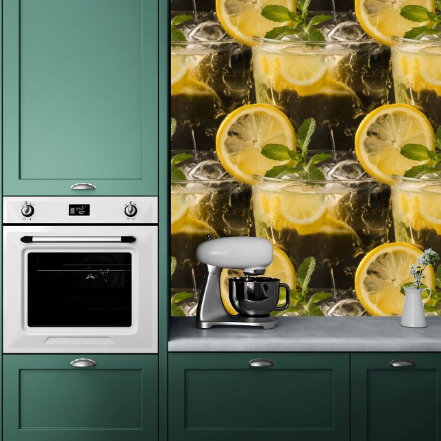 Summer Lemonade with Lemon and Mint Peel and Stick Wallpaper (Creator Uploaded)