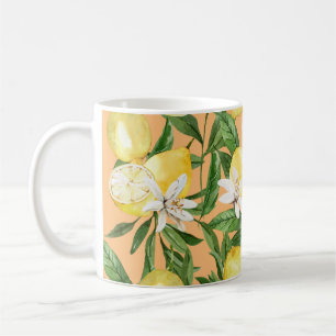 Summer lemons and lemon blossom pattern coffee mu mug