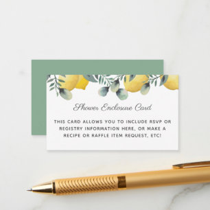 Summer Lemons Eucalyptus Greenery Bridal Shower En Enclosure Card