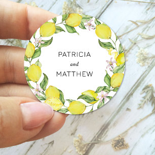 Summer lemons Wedding Classic Round Sticker