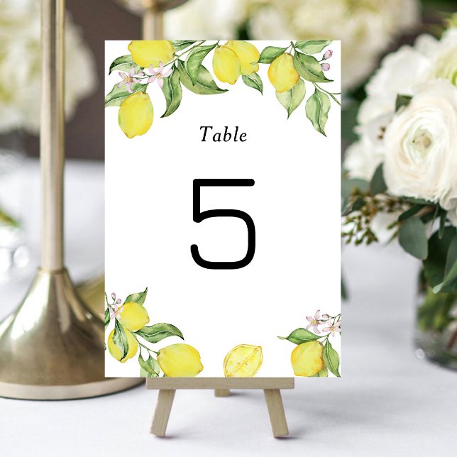 Summer lemons wedding table number Card (Creator Uploaded)
