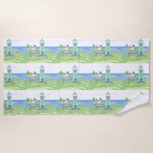Summer Lighthouse 3; Beach Towel
