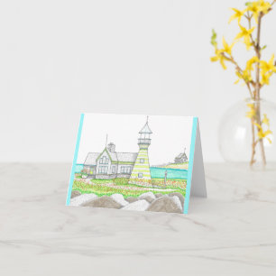 Summer Lighthouse 5; Folded Small Card; Green Card