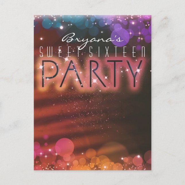 Summer Lights Sparkle Dance Club Party Invitation (Front)