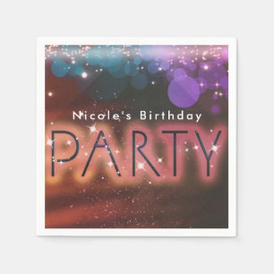 Summer Lights & White Palm Trees Birthday Party Napkin