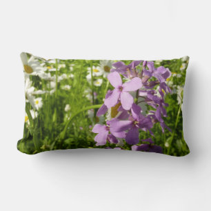Summer Lilac and Daisies Lumbar Cushion