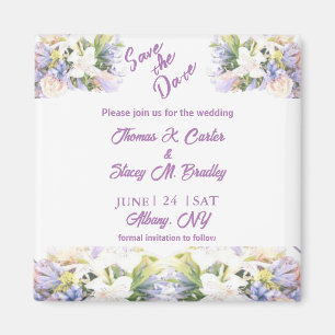 Summer Lilac Wildflower Romantic Wedding  Magnet