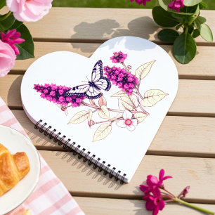Summer Lilac's Winged Visitor Heart Notebook