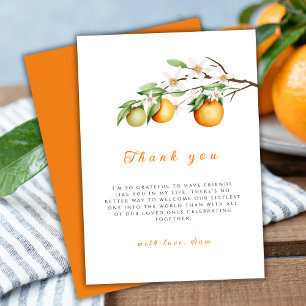 Summer Little Cutie Citrus Clementine Baby Shower Thank You Card
