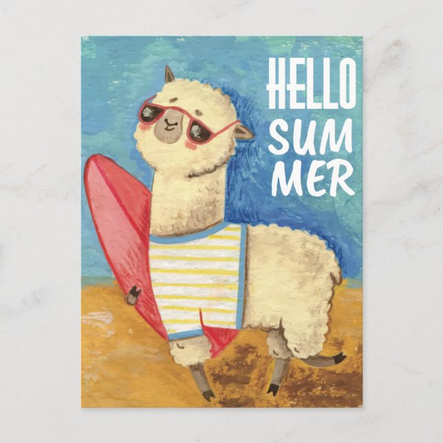 Summer Llama Postcard (Front)
