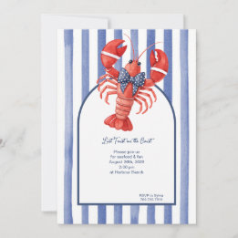 Summer Lobster and Nautical Striped Invitation