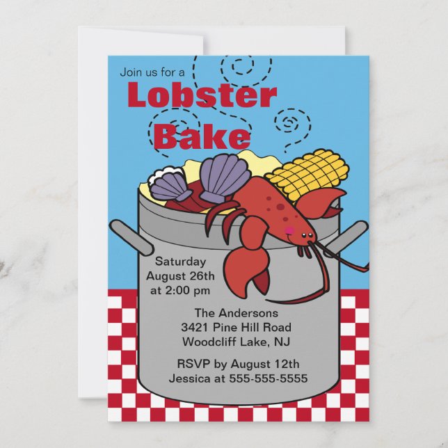 Summer Lobster Bake Cookout Invitation (Front)