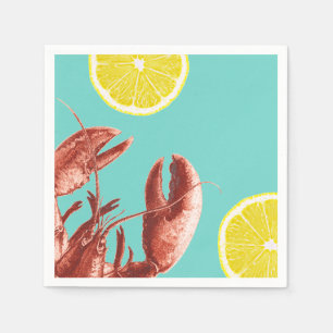 Summer Lobster Boil Party Aqua Napkin