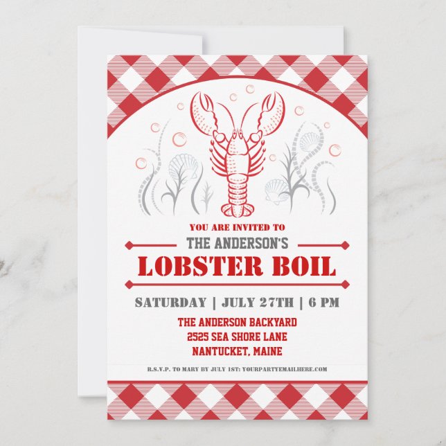 Summer Lobster Boil Picnic Party Invitation (Front)