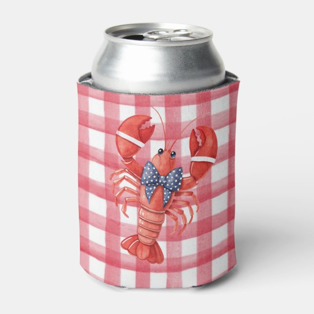 Summer Lobster Red Chequered Can Cooler (Can Front)
