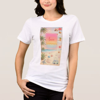 Summer Love Beach Aesthetic Vintage Collage Tri-Blend Shirt