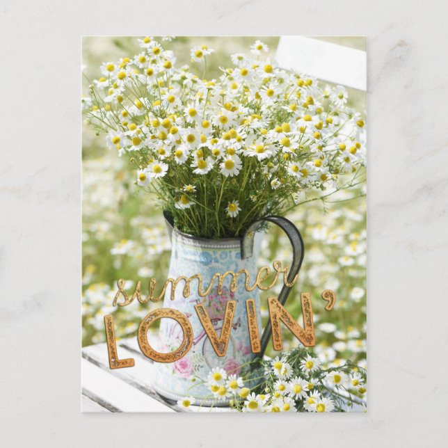 Summer Love Field Wild Flowers + Text Postcard (Front)