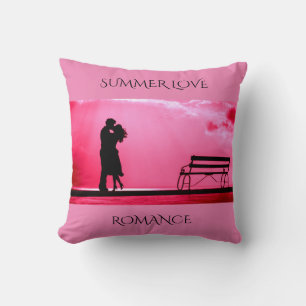 'SUMMER LOVE" pink throw pillow. Cushion
