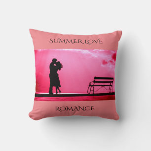 'SUMMER LOVE" pink throw pillow. Cushion