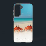 Summer Love – Samsung Galaxy S21 Tough Case<br><div class="desc">Let your summer state of mind cling to you like sand after the beach. This Samsung Galaxy S21 Tough Case features a warm ocean-blue fade into soft sand, with two crabs sharing the scene—and just barely fitting in. Their claws peek around the sides, wrapping the design onto the edges for...</div>