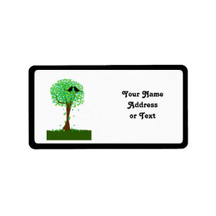 Summer Lovebirds Sitting in a Tree of Hearts Label