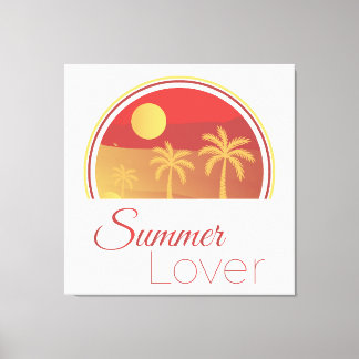 Summer Lover Retro Sunset Palm Trees Tropical Vaca Canvas Print