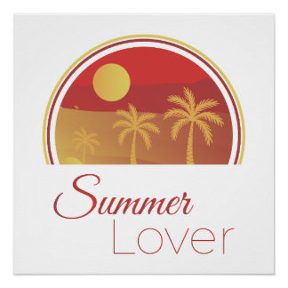 Summer Lover Retro Sunset Palm Trees Tropical Vaca Poster