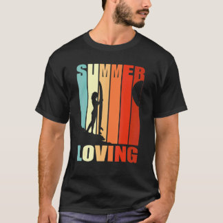 Summer Loving Femalesurfer Retro Summer Sunset Col T-Shirt